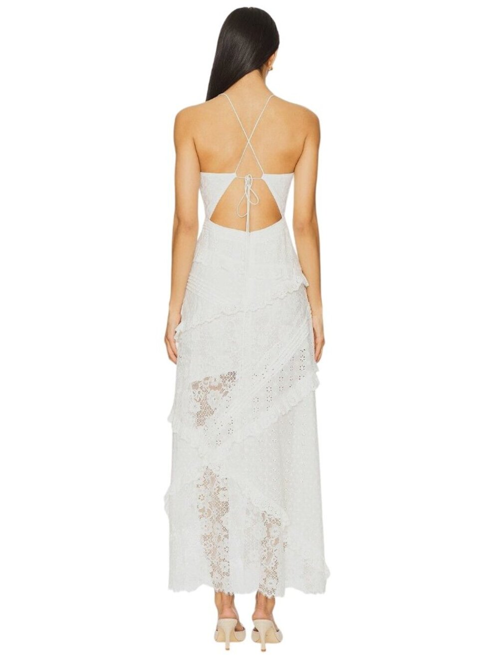 For Love & Lemons Rosalyn Maxi Dress in White Small New Womens Lace Gown - Picture 2 of 16